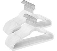 SONGMICS Perchas de Terciopelo, Juego de 50 Piezas, Antideslizantes, Ranuras para Hombros, Barra para Pantalones, Gancho Giratorio 360°, 0,6 cm de Grosor, 43 cm Largo, Blanco Clásico CRF029W05