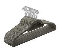 SONGMICS Perchas de Terciopelo, Paquete de 20, Antideslizantes | 0,6 cm Espesor, 42,7 cm Ancho, Espacio Mínimo, Ganchos Giratorios de 360°, Gris, Colección BREANNA CRF20V