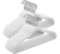 SONGMICS Perchas de Terciopelo, Paquete de 50, Antideslizantes | 0,6 cm Espesor, 42,7 cm Ancho, Espacio Mínimo, Ganchos Giratorios de 360°, Blanco Nube, Colección BREANNA CRF020W02