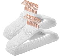SONGMICS Perchas de Terciopelo, Paquete de 50, Antideslizantes | 0,6 cm Espesor, 43,5 cm Ancho, Espacio Mínimo, Ganchos Giratorios de 360°, Blanco Nube, Colección BREANNA CRF021W02