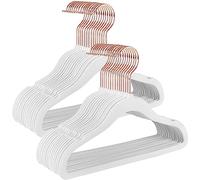 SONGMICS Perchas Infantiles, Juego de 30, Perchas de Terciopelo con Ganchos de Oro Rosa, Perchas Bebé Antideslizantes para Ropa del Armario, Abrigos para Bebés o Niños, Blanco Nube CRF027W30