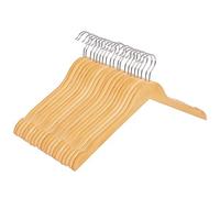 SONGMICS Perchas, Juego de 20, Perchas de Madera Maciza, con Muescas, para Chaquetas, Gancho Giratorio de 360°, Antideslizantes, 44 cm Largo, Color Natural CRW003-20