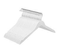 SONGMICS Perchas, Juego de 20, Perchas de Madera Maciza, con Muescas, para Chaquetas, Gancho Giratorio de 360°, Antideslizantes, 44 cm Largo, Blanco CRW003WT20