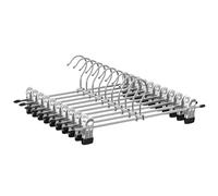 SONGMICS Perchas Metálicas para Pantalones, Juego de 10, Perchas con Pinzas, 31 cm de Largo, Perchas Antideslizantes para Ropa, Faldas, Calcetines, Gromado, Plata Metálico y Negro Tinta CRI003E10