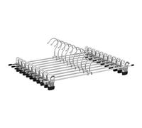 SONGMICS Perchas Metálicas para Pantalones, Juego de 10, Perchas con Pinzas, 40 cm de Largo, Perchas Antideslizantes para Ropa, Faldas, Calcetines, Gromado, Plata Metálico y Negro Tinta CRI006E10