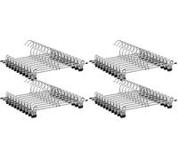 SONGMICS Perchas Metálicas para Pantalones, Juego de 20, Perchas con Pinzas, 31 cm de Largo, Perchas Antideslizantes para Ropa, Faldas, Calcetines, Gromado, Plata Metálico y Negro Tinta CRI003-20