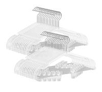 SONGMICS Perchas para Pantalones, 30 Perchas de Plástico, 40,6 x 22,5 cm, Ranuras Anchas para Tirantes, Gancho Giratorio de 360°, para Pantalones, Faldas y Vestidos, Transparente CRP075W01