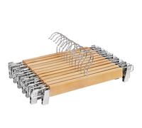 Songmics - Perchas para Pantalones de Madera, 12 Unidades, con Clips de Metal, Faldas, Pantalones, Braguitas de Grano Natural UCRW008-12