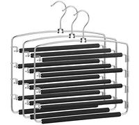 SONGMICS Perchas para Pantalones,Juego de 3, Metal,Multi-Barras,Ahorran Espacio,Estable con Acolchado Antideslizante, Barras de Columpio,para 5 Vaqueros Cada Una,Traje, Bufandas, Corbatas CRI041BK