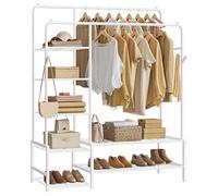 SONGMICS Perchero, Armario Abierto, con 7 Estantes, Estructura de Metal, Barra de Colgar, para Dormitorio, Salón, Entrada, Blanco HSR182WG01