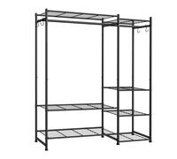 SONGMICS Perchero, Armario Abierto, Guardarropa con 7 Estantes, 2 Barras para Perchas, 4 Ganchos en S, Metal, para Dormitorio, Salón o Recibidor, Negro