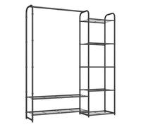 SONGMICS Perchero, Armario Abierto, Perchero con Estantes de Almacenamiento, Armario de Metal, Independiente, Negro Mate LGR462B01