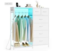 SONGMICS Perchero Burro con 6 Cajones, Armario Abierto Metálico, Organizador de Ropa con Estante para Zapatos, para Dormitorio, 102,7 x 35 x 117,6 cm, Nube Blanca, Colección BELLAH LGS523W102