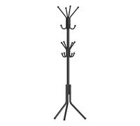 SONGMICS Perchero, Burro de Ropa de Metal, Perchero para Ropa, Bolsos y Sombreros, Altura 175 cm, con 16 Ganchos, para Recibidor, Salón y Dormitorio, Negro Tinta/Blanco Nube/Café Claro Negro Tinta