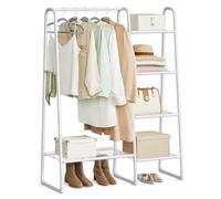 SONGMICS Perchero, Burro de Suelo, 5 Estantes, 40 x 101,7 x 153,3 cm | Estructura de Metal, Dormitorio, Salón, Recibidor, Blanco Mate, Colección PATAYE HSR138W01