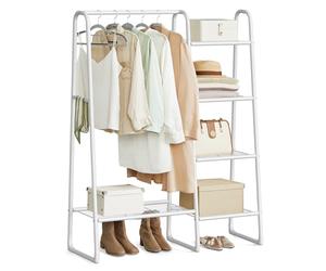 SONGMICS Perchero, Burro de Suelo, 5 Estantes, Estructura de Metal, 40 x 101,7 x 153,3 cm, Dormitorio, Salón, Recibidor, Blanco Mate HSR138W01