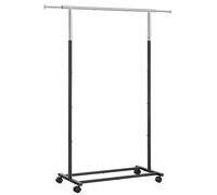 SONGMICS Perchero Burro, Perchero con Ruedas, Capacidad de Carga de hasta 25 kg, Ajustable, Plata y Negro HSR101B01