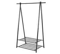 SONGMICS Perchero con Estante de 2 Niveles para Zapatos y Cestas, Estructura Metálica, Ahorra Espacio, Ideal para Dormitorio, Entrada, Oficina y Más, Negro HSR05B