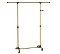 SONGMICS Perchero con Ruedas, Altura Ajustable 97-165 cm, Barra Extensible | Burro para Ropa, Ganchos Laterales para Accesorios, Dorado Pálido y Negro Tinta, Colección Pataye, LLR001A01