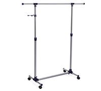SONGMICS Perchero con Ruedas, Altura Ajustable 97-165 cm, Barra Extensible | Burro para Ropa, Ganchos Laterales para Accesorios, Azul, Colección PATAYE, LLR01L
