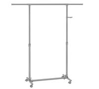 SONGMICS Perchero con Ruedas, Altura Ajustable 97-165 cm, Barra Extensible | Burro para Ropa, Ganchos Laterales para Accesorios, Gris Paloma, Colección PATAYE, LLR001G01