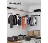 SONGMICS - Perchero de Pared, Barras de suspensión para Ropa de tuberías industriales, Ahorro de Espacio, 92 x 30 x 7,5 cm, Capacidad de 50 kg, fácil instalación Marrón, negro,
