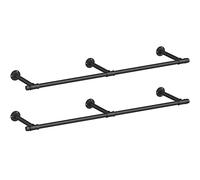 SONGMICS Perchero de Pared, Conjunto de 2, 68 kg, 170 x 30 x 7 cm | Colgador de Ropa de Metal, Estilo Industrial, para Recibidor y Armario, Negro Mate