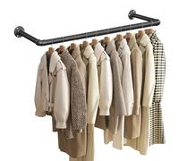 SONGMICS Perchero de Pared para Ropa, Perchero de Barra para Colgar Ropa Industrial, Ahorro de Espacio, 92 x 30 x 7,5 cm, Fácil Montaje, para Espacios Reducidos, Negro HSR67BK
