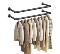 SONGMICS Perchero de Pared, Juego de 2, Industrial, 92 x 30 x 7 cm | Juego de 2 Percheros, Ahorro de Espacio, Fácil Montaje, para Espacios Reducidos, Negro Mate, Colección DALSON HSR67BK02
