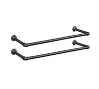 SONGMICS Perchero de Pared para Ropa, Perchero de Barra para Colgar Ropa Industrial, Juego de 2, Ahorro de Espacio, 92 x 30 x 7,5 cm, Fácil Montaje, para Espacios Reducidos, Negro HSR67BK02