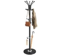 SONGMICS Perchero de Pie, Metálico con Base de Mármol, 18 Ganchos | Paragüero, Cabezal Giratorio, 37 x 37 x 178 cm, para Pasillo, Entrada, Oficina, Negro , Colección ALAN RCR091BH01