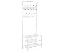 SONGMICS Perchero metálico con 3 estantes Colgador para la Ropa Bolsos Bufandas 68,8 x 35,2 x 187 cm Color Blanco Crema Carga máxima 70 kg HSR04W