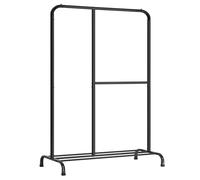 SONGMICS - Perchero para ropa, armario, carga de 100 kg, con barra ajustable, estante de almacenamiento, para dormitorio, sala de estar, entrada, negro HSR103B01