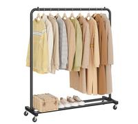 SONGMICS Perchero para Ropa con Ruedas, Burro Ropa Móvil, 2 Ruedas con Freno, para Dormitorio, Carga de 50 kg, 38 x 110 x 141,5 cm, Negro Tinta HSR016BH01