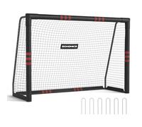 SONGMICS Portería de Fútbol, para Todas Las Edades, de Acero, Red de PE, para Exterior, Jardín, Playa, 85 x 240 x 160 cm, Revestida de Espuma, Negro SZQ240RZ02
