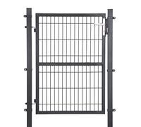 SONGMICS - Portillon de jardín de Malla de Acero galvanizado, Valla con Cerradura, Puerta 106 x 125 cm (Largo x Alto) Tubo Redondo, Gris GGD175GY