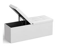 SONGMICS Puff Almacenaje, Banco con Tapa Plegable, 120 L, 110 x 38 x 38 cm | Banco Almacenaje, con Asiento Acolchado, Blanco Nube, Colección MINOTA LSF75WT