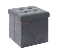 SONGMICS Puff Almacenaje, Banco de Terciopelo Plegable, 38 x 38 x 38 cm | Taburete Reposapiés, Carga de 300 kg, para Entrada, Sala de Estar, Dormitorio, Gris Pizarra, Colección MINOTA LSF227G01
