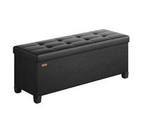 SONGMICS Puff Almacenaje, Banco Plagable con Patas, 38 x 110 x 40 cm, Reposapiés, 112 L, PVC, para el Dormitorio, Sala de Estar, Negro Tinta LSF0514B02
