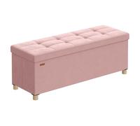 SONGMICS Puff Almacenaje, Banco Plegable, 110 x 38 x 40 cm, 112 L | Banco Almacenaje, Superficie de Terciopelo, para Dormitorio, Sala de Estar, Rosa Jalea, Colección MELISA LSF0518R02