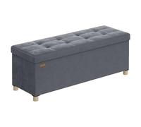 SONGMICS Puff Almacenaje, Banco Plegable, 38 x 110 x 40 cm, Reposapiés, 112 L, Superficie de Terciopelo, para Dormitorio, Sala de Estar, Dormitorio, Gris Pizarra LSF0518G02
