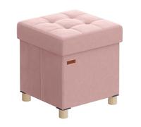 SONGMICS Puff Almacenaje, Banco Plegable, 38 x 38 x 40 cm, 37 L | Reposapiés, Superficie de Terciopelo, para Dormitorio, Sala de Estar, Rosa Jalea, Colección MELISA LSF0516R01