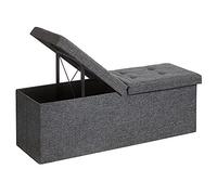 SONGMICS Puff Almacenaje, Banco Plegable, Tapa Abatible, Carga de 300 kg | Taburete con Reposapiés, 38 x 110 x 38, para Entrada, Sala de Estar, Dormitorio, Gris Pizarra, Colección MINOTA LSF76GYZ