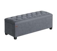 SONGMICS Puff Almacenaje, Baúl con Patas, 40 x 110 x 39 cm, Banco de Pie de Cama, Banco Almacenaje, Soporta hasta 300 kg, para Sala de Estar, Dormitorio, Entrada, Gris Pizarra LSF089G01