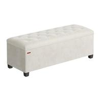 SONGMICS Puff Almacenaje, Baúl con Patas, 40 x 110 x 39 cm, Banco de Pie de Cama, Banco Almacenaje, Soporta hasta 300 kg, para Sala de Estar, Dormitorio, Entrada, Blanco Crema LSF089W01