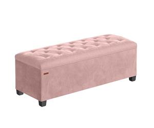 SONGMICS Puff Almacenaje, Baúl con Patas, 40 x 110 x 39 cm, Banco de Pie de Cama, Banco Almacenaje, Soporta hasta 300 kg, para Sala de Estar, Dormitorio, Entrada, Rosa Jalea LSF089R01