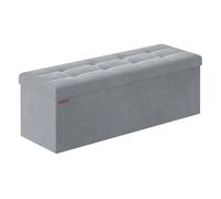 SONGMICS Puff Almacenaje, Baúl de Almacenaje Plegable, 110 x 38 x 38 cm | Banco Almacenaje, Banco de Cubo, Soporta hasta 300 kg, Gris Paloma, Colección MINOTA LSF277G02