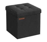 SONGMICS Puff Almacenaje, Baúl de Almacenaje Plegable, 30 x 30 cm, Taburete Reposapiés, Banco con Almacenamiento, Soporta hasta 130 kg, para Sala de Estar, Dormitotio, Negro Tinta LSF028B01