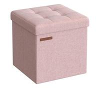 SONGMICS Puff Almacenaje, Baúl de Almacenaje Plegable, 30 x 30 cm, Taburete Reposapiés, Banco con Almacenamiento, Soporta hasta 130 kg, para Sala de Estar, Dormitotio, Rosa Jalea LSF028R01