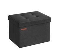 SONGMICS Puff Almacenaje, Baúl de Almacenaje Plegable, 31 x 41 cm, Taburete Reposapiés, Banco con Almacenamiento, Soporta hasta 130 kg, para Sala de Estar, Dormitotio, Negro Tinta LSF102B01